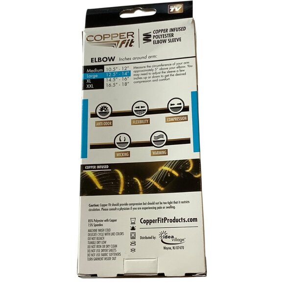 Copper Fit Compression Elbow Sleeve Large Unisex Copper Infused Anti-Odor Fabric - Picture 7 of 8